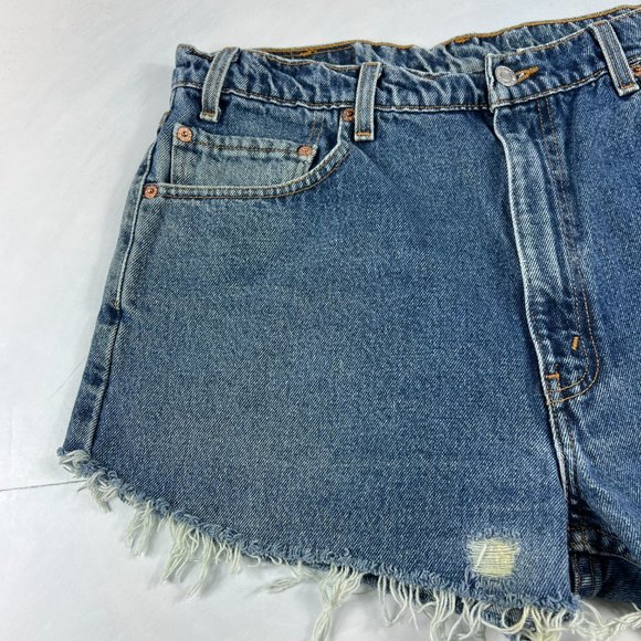 VTG 90s Levi's Jean Shorts Mens 33* 505 Blue Faded Cut Off Denim Jorts Tag 36 - Picture 3 of 16